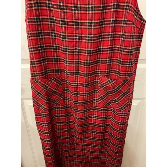 Vintage Original ty2 Red Plaid Cottagecore Academia Plus Jumper Maxi Dress,22W - Picture 3 of 7